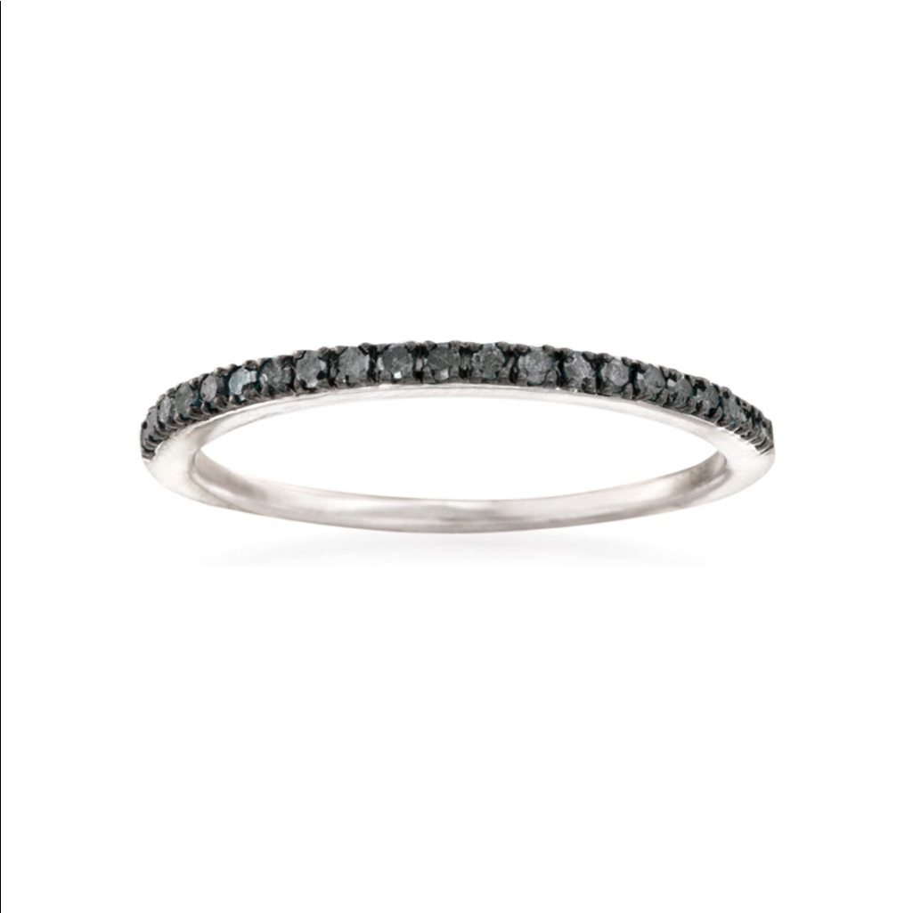 Authentic 0.20 Ctw Black Diamond Ring Dainty Stacking Ring Size 5
